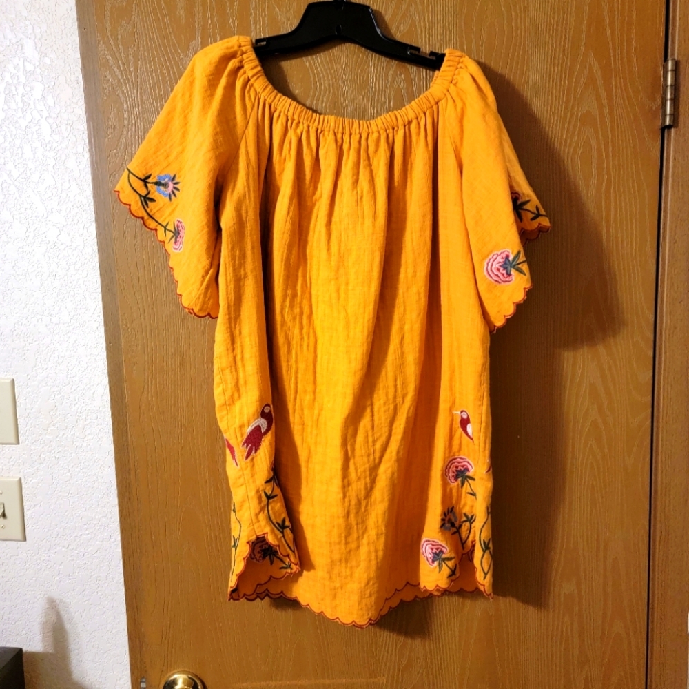 Umgee/M/Yellow Cute Little Embroidered Dress